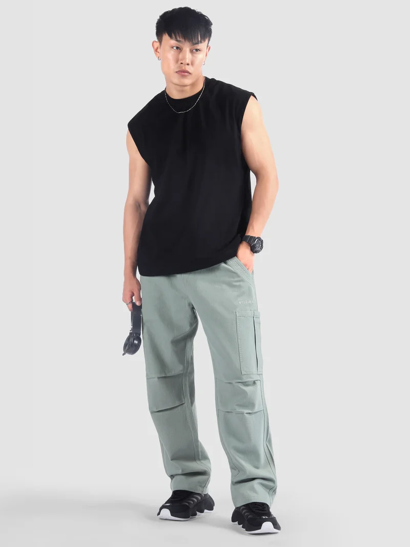 Beyoung Grey Double Pleated Cargo Pants
