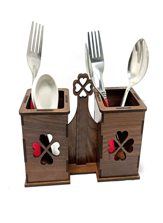 Chavda Spoon Stand for Dining Table Chammach Stand Wooden cutlery holder for kitchen - Image 1