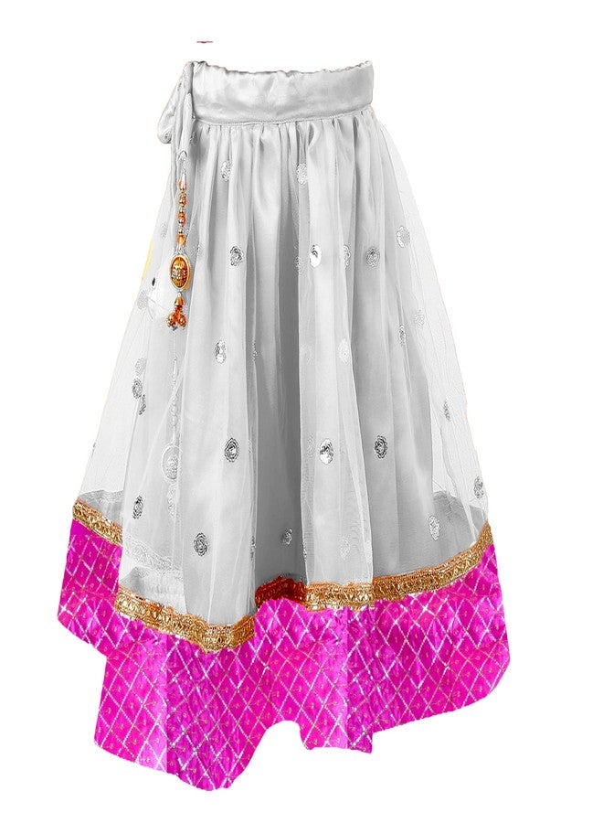 HIBA White Sequence Booti Baby Girl's Net Readymade Lehenga Choli For Girl Kids 2-3 years old - Image 2