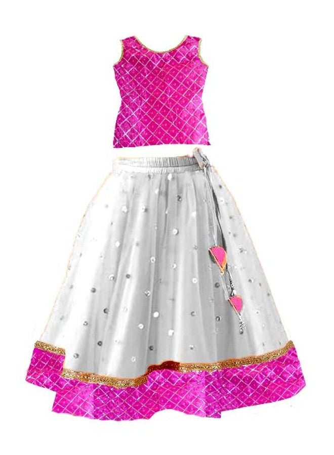 HIBA White Sequence Booti Baby Girl's Net Readymade Lehenga Choli For Girl Kids 2-3 years old - Image 3