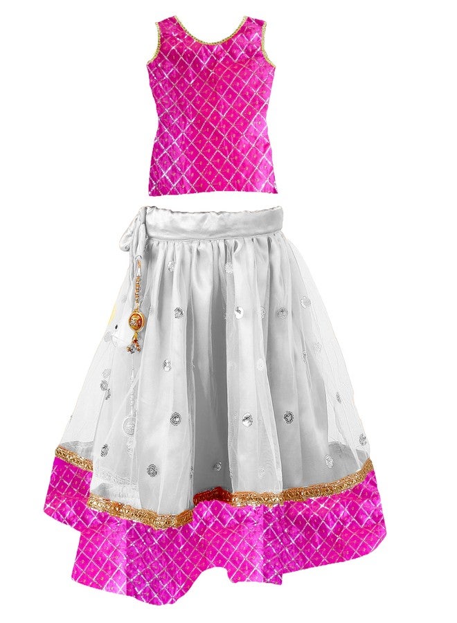 HIBA White Sequence Booti Baby Girl's Net Readymade Lehenga Choli For Girl Kids 2-3 years old - Image 1