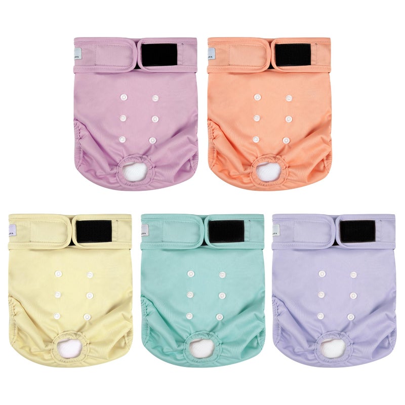 ZINGTERRA 5 Pack Washable Female Dog Diapers,Reusable Diaper for Doggie,Highly Absorbent Dog Diaper,Adjustable Leakproof Puppy Diapers Skirt for Heat,Incontinence,Period Doggy Nappies - Image 1