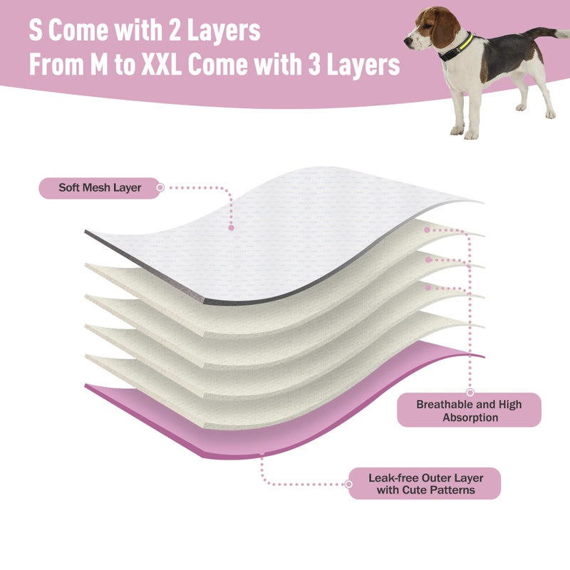 ZINGTERRA 5 Pack Washable Female Dog Diapers,Reusable Diaper for Doggie,Highly Absorbent Dog Diaper,Adjustable Leakproof Puppy Diapers Skirt for Heat,Incontinence,Period Doggy Nappies - Image 4