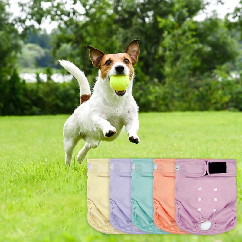ZINGTERRA 5 Pack Washable Female Dog Diapers,Reusable Diaper for Doggie,Highly Absorbent Dog Diaper,Adjustable Leakproof Puppy Diapers Skirt for Heat,Incontinence,Period Doggy Nappies - Image 3