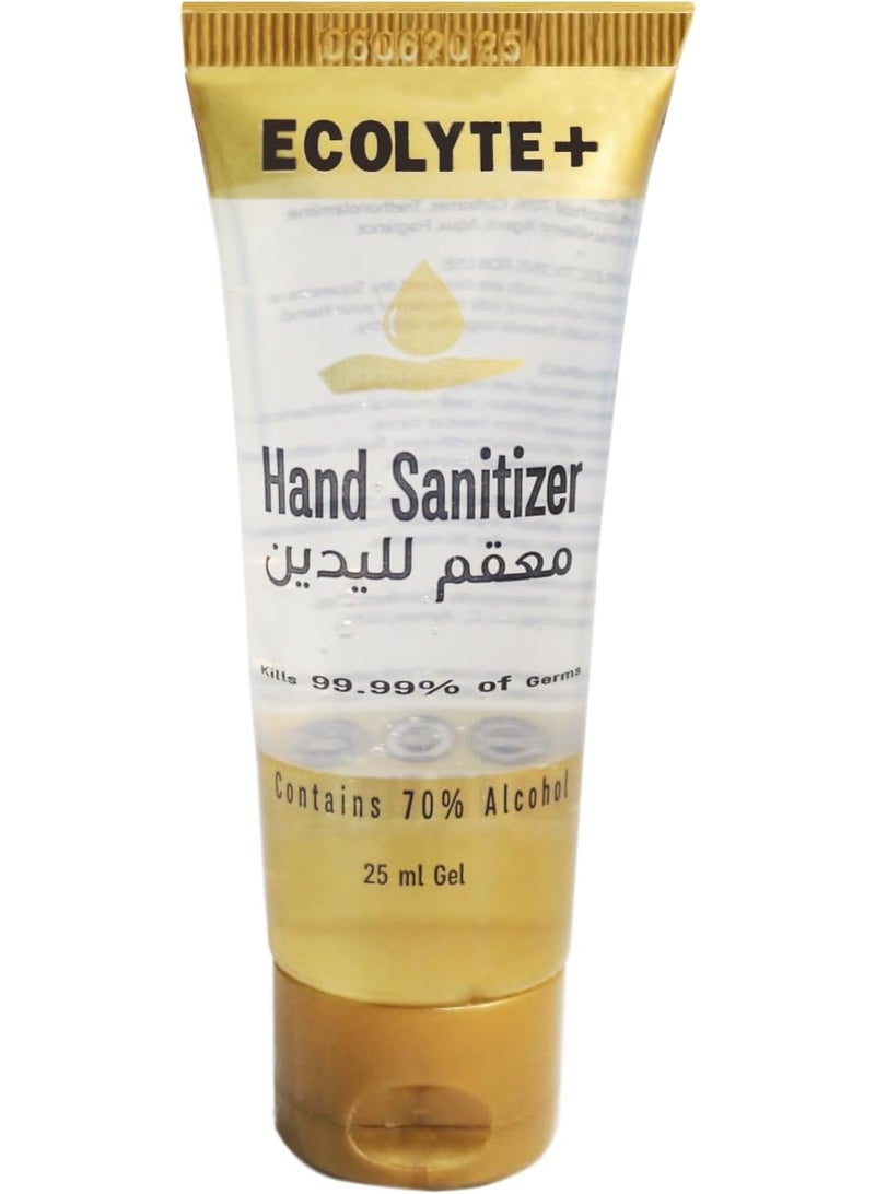 Ecolyte+ Skincare antibacterial gel: Hand Sanitizer antiseptic and disinfectant containing 70% ethyl alcohol, proven to be 99.99% effective in eliminating germs, 25 ml