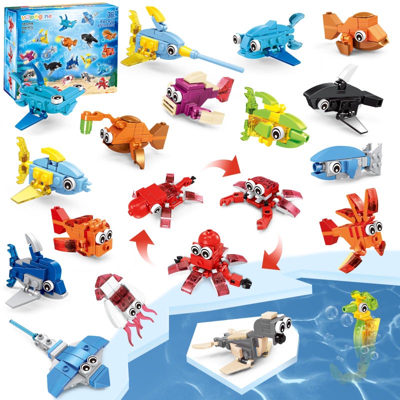 VOPOGLNE 36 Packs Marine Animals Building Blocks Toy Party Favors for Kids 999PCS Building Set Classroom Prizes Goodie Bag Stocking Stuffers Ideal for Boys and Girls Ages 612 - Image 2