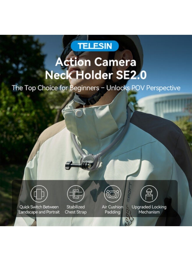 تيليسن TELESIN Action Camera Neck Holder SE 2.0 (Gray) - Image 4