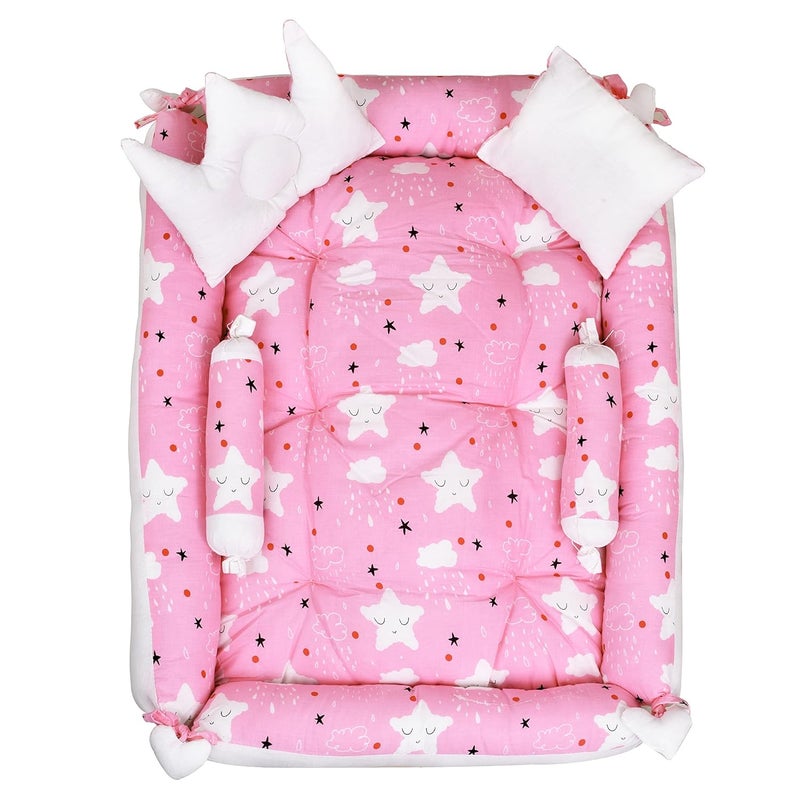 LOREM Multicolor 4 Pillows Square Shape Cotton Baby Bed for 01 Year BB08 - Image 2