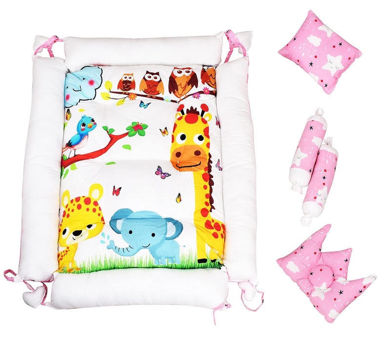 LOREM Multicolor 4 Pillows Square Shape Cotton Baby Bed for 01 Year BB08 - Image 3