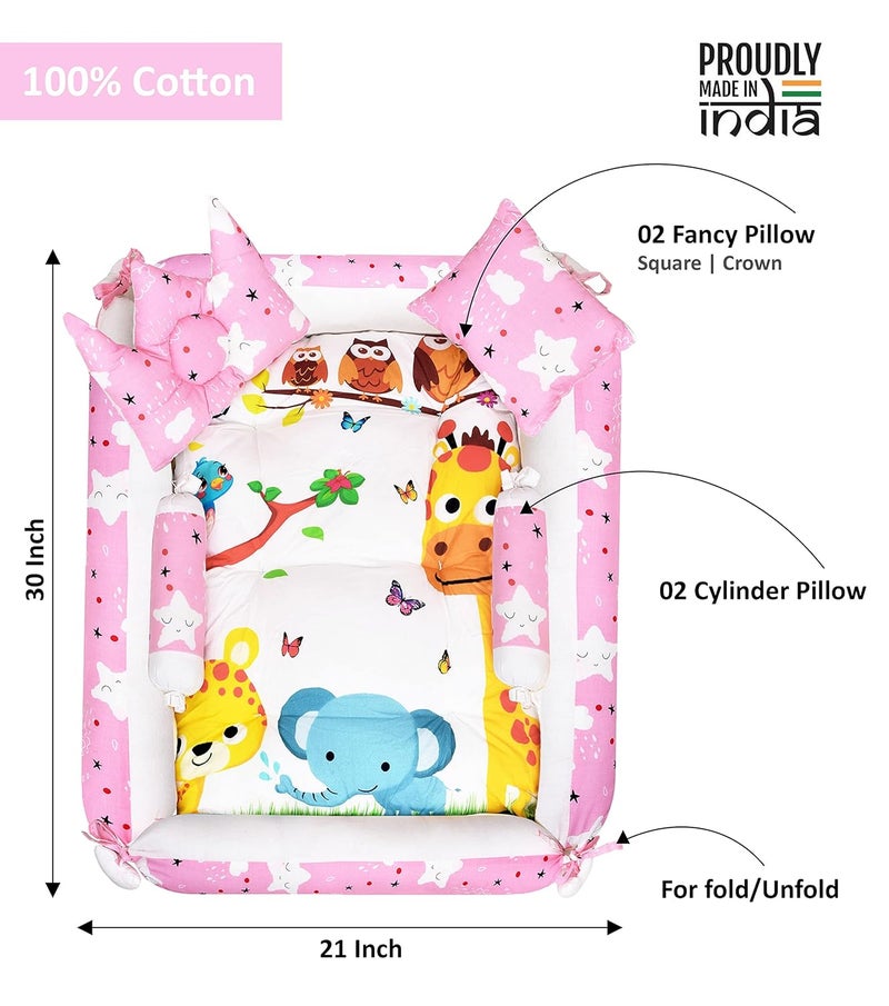 LOREM Multicolor 4 Pillows Square Shape Cotton Baby Bed for 01 Year BB08 - Image 5