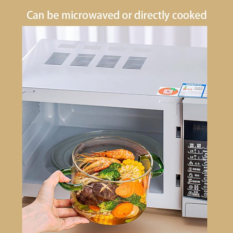 FROWWY Glass Serving Bowl with Lid 1600ML Oven Microwave Safe Casserole Versatile Vessel for Curry Snacks Cake Cereal Rice Sambar Transparent Kitchen Server Ware Cooking Pot - Image 5