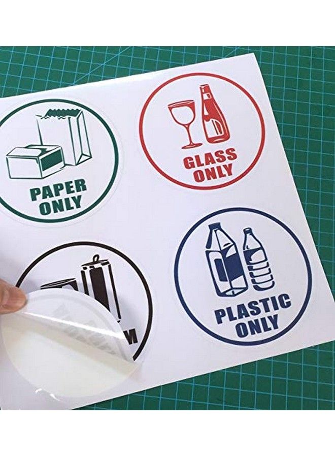 Rockmount Electronics Paper Only Glass Only Aluminum Only Plastic Only Recycle Sign Adhesive Vinyl Label Decal Sticker For Trash Cans Each Round Sticker Size 4" X 4" - Image 1