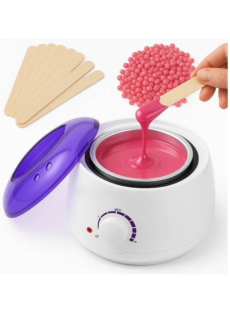 3 in 1 Hair Removal Kit - Wax Heater Warmer Machine with Hard Wax Beans & Spatula Sticks – Waxing for Full Body, Face, Arms & Legs - Image 1