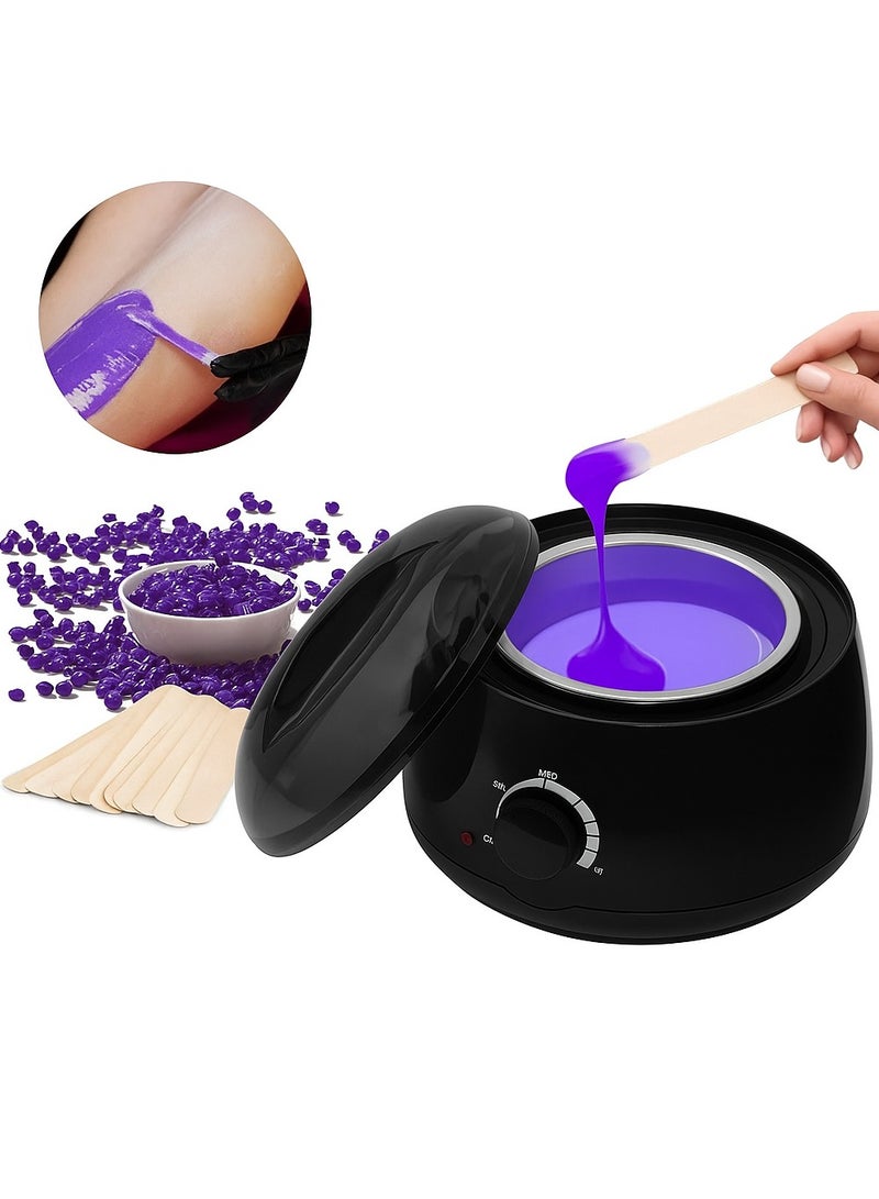 3 in 1 Hair Removal Kit - Wax Heater Warmer Machine with Hard Wax Beans & Spatula Sticks – Waxing for Full Body, Face, Arms & Legs - Image 3