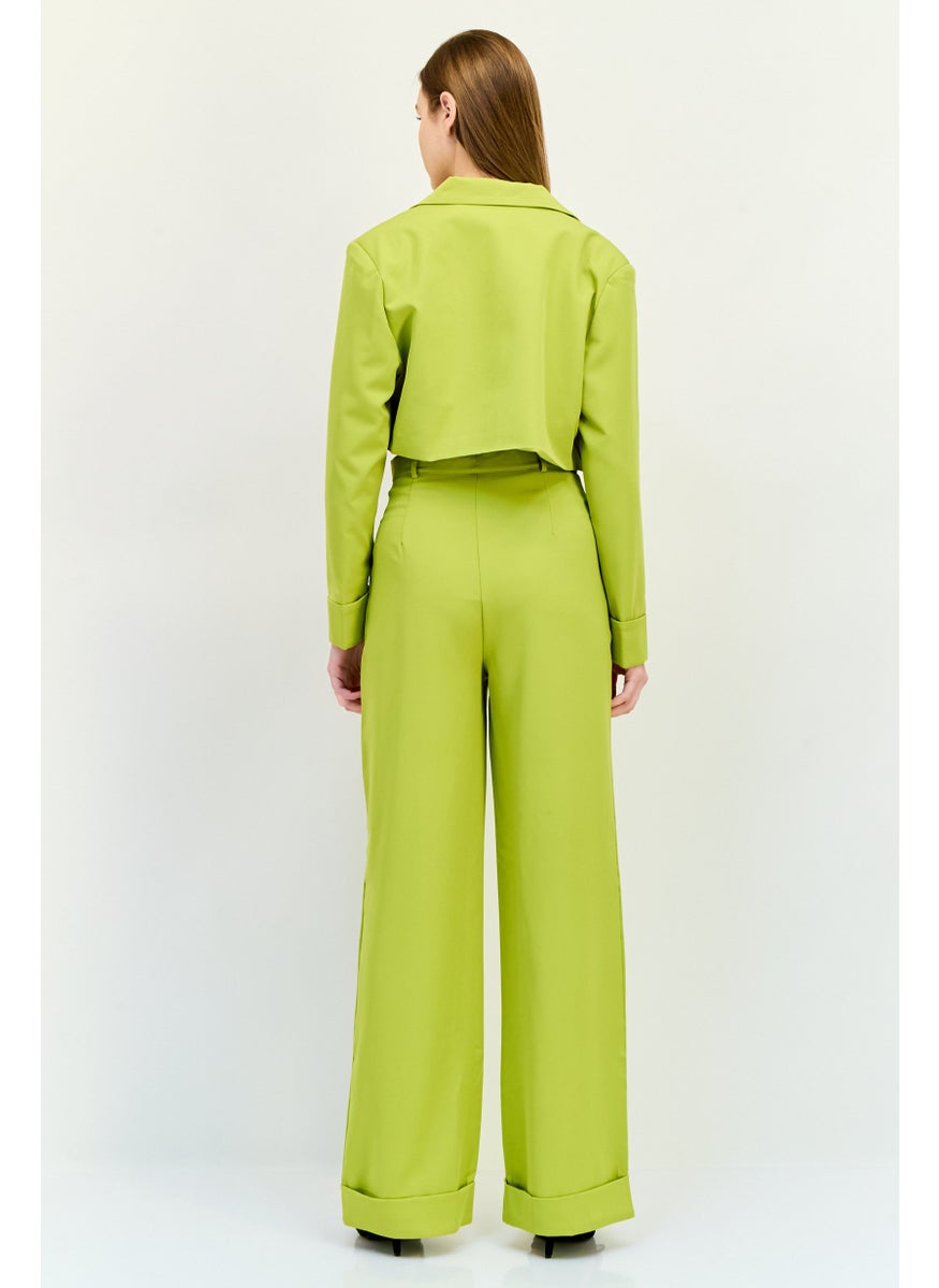PUBLIC DESIRE Women Tailored Fit Plain Cropped Blazer, Apple Green  - Image 4