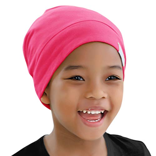 ELIHAIR Kids Beanie Sleep Hats Bonnet for Night Sleeping Cap Silky Lined Satin Bonnet with Adjustable Elastic Band for Teens Toddler Child Natural Curly Frizzy Hair CoverHot Roses - Image 2