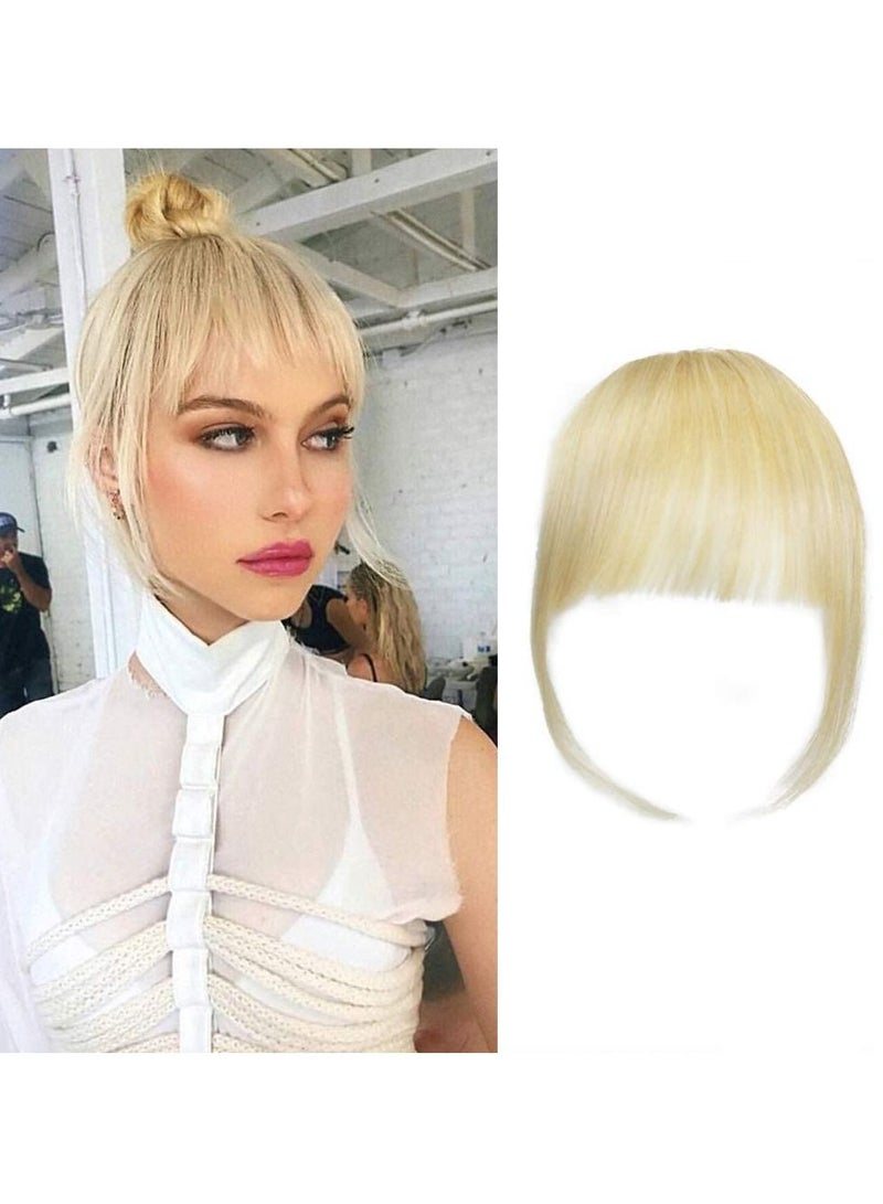 Estelle Bangs Hair Clip on Bangs Human Hair Extension Wispy Bangs Blonde Hair Fringe Color No 613 Blonde 1 Count - Image 1