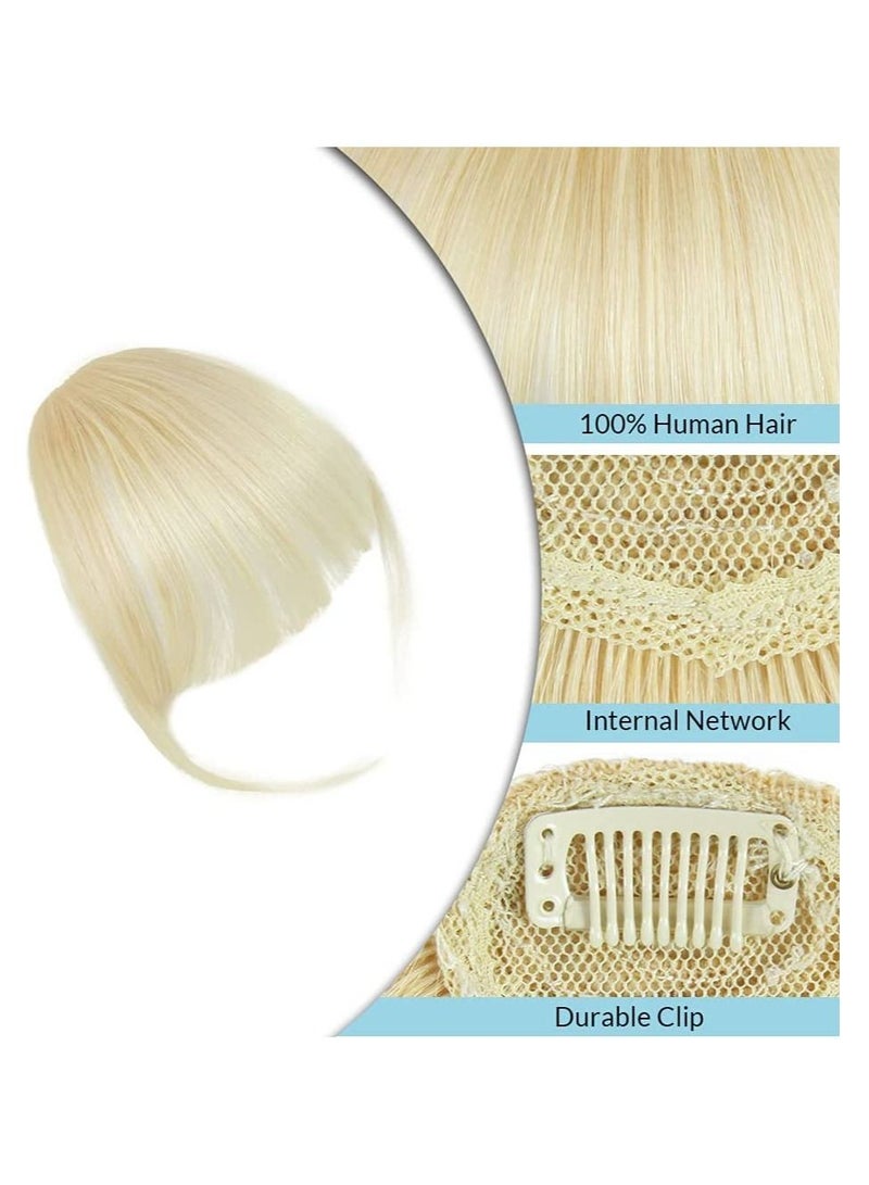 Estelle Bangs Hair Clip on Bangs Human Hair Extension Wispy Bangs Blonde Hair Fringe Color No 613 Blonde 1 Count - Image 4