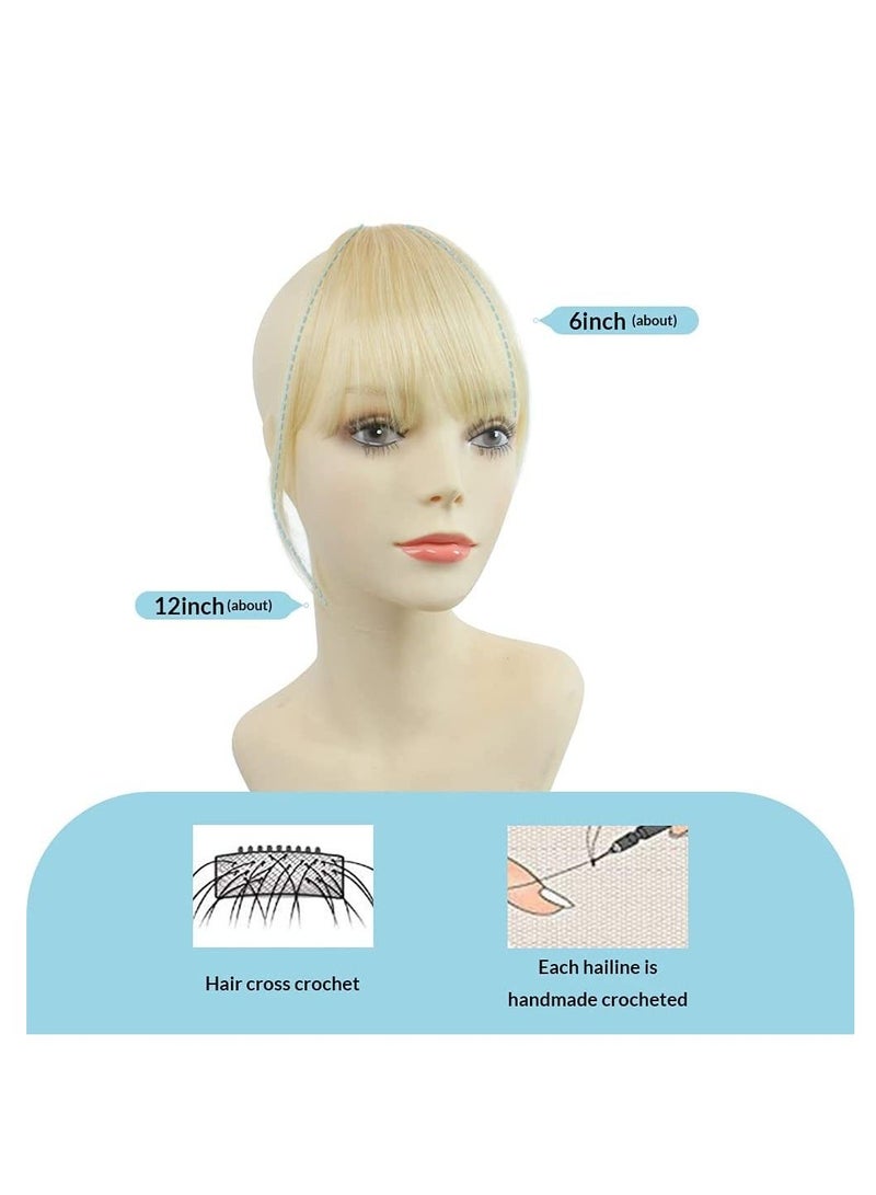 Estelle Bangs Hair Clip on Bangs Human Hair Extension Wispy Bangs Blonde Hair Fringe Color No 613 Blonde 1 Count - Image 2