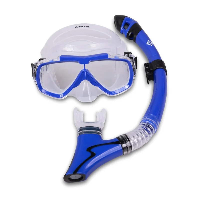 نيفيا Nivia Pro Dive 2.0 Diving Set for Unisex Kids and Adults - Blue Swimming Mask and Snorkel