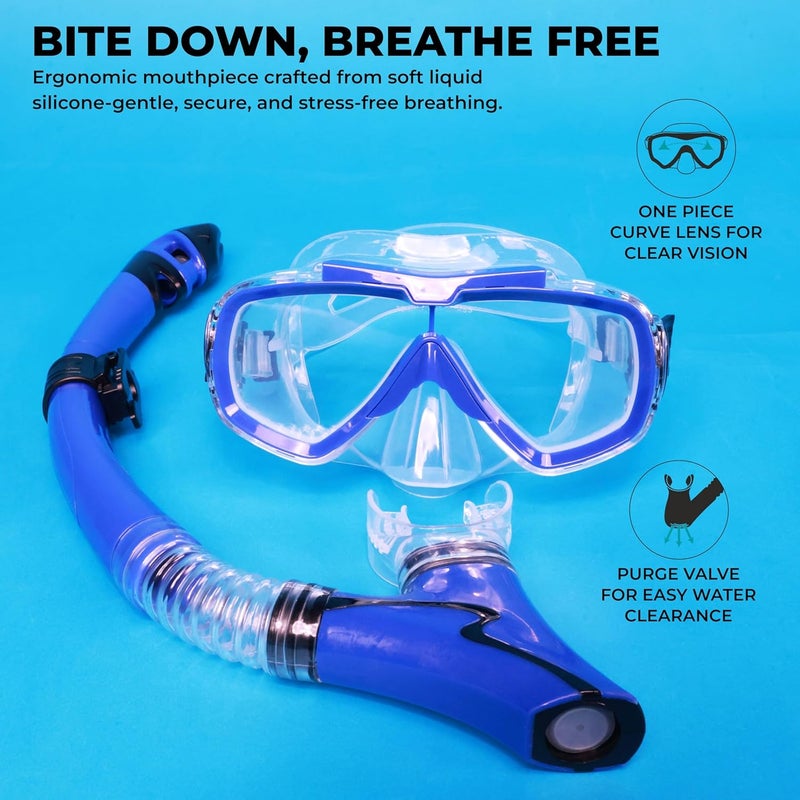 Nivia Pro Dive 2.0 Diving Set for Unisex Kids and Adults - Blue Swimming Mask and Snorkel - Image 4