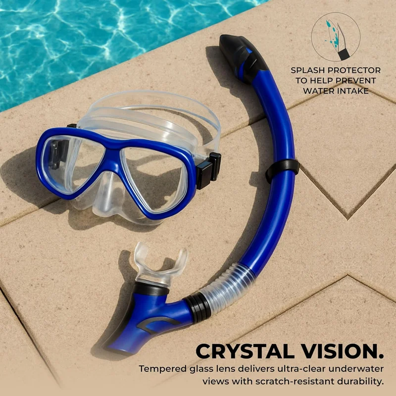 نيفيا Nivia Pro Dive 2.0 Diving Set for Unisex Kids and Adults - Blue Swimming Mask and Snorkel