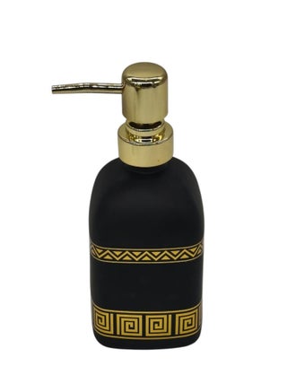 AKDC Ceramic Liquid  Soap Dispenser for Bathroom & Kitchen Sink, Dish Soap Dispenser  with Easy-to-Press Pump -450ML-Black&Gold
