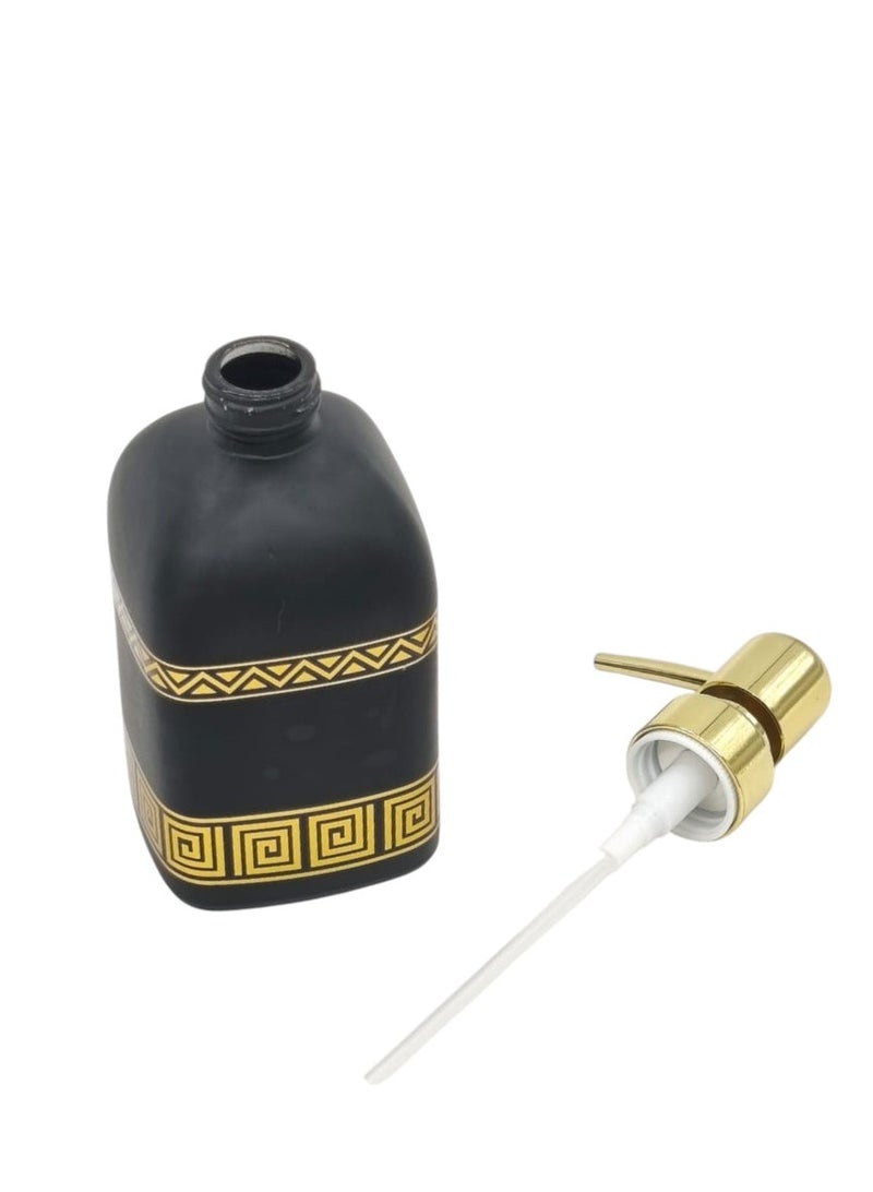 AKDC Ceramic Liquid  Soap Dispenser for Bathroom & Kitchen Sink, Dish Soap Dispenser  with Easy-to-Press Pump -450ML-Black&Gold - Image 2