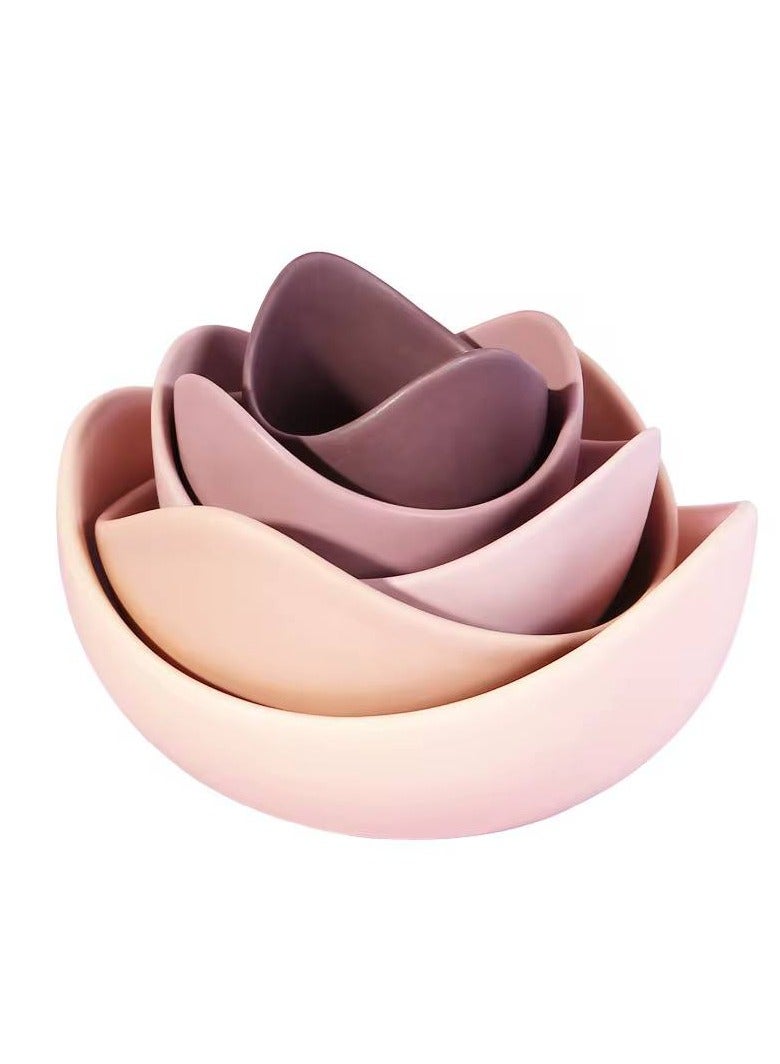 طقم أطباق بتصميم وردة – 5 قطع أنيقة لتقديم الحلويات والمقبلات El - Image 1