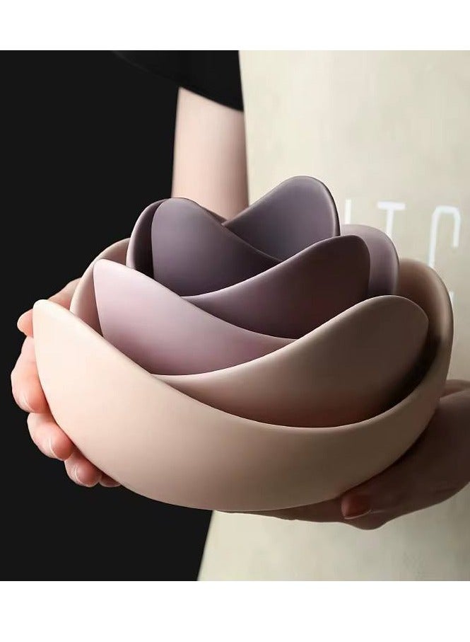 طقم أطباق بتصميم وردة – 5 قطع أنيقة لتقديم الحلويات والمقبلات El - Image 2