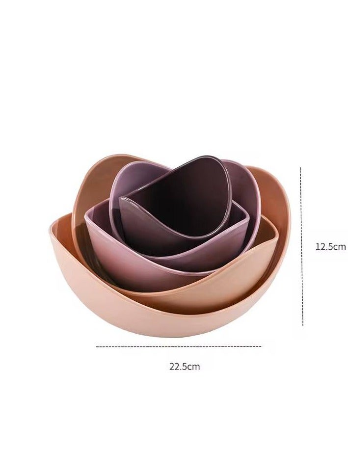 طقم أطباق بتصميم وردة – 5 قطع أنيقة لتقديم الحلويات والمقبلات El - Image 4