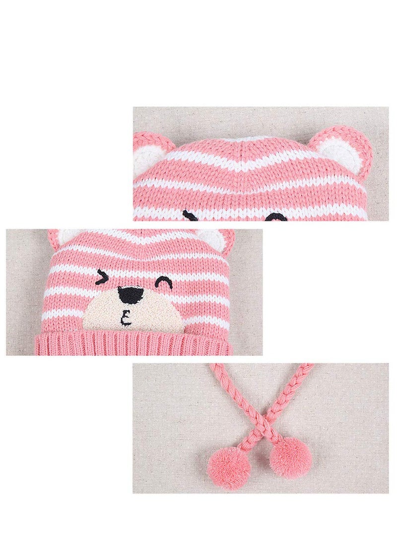 Excefore - Winter Baby Hats, Cute Pink Toddler Winter Warm Scarf Hat, Neck Warmer Cute Knitted Hat, Baby Earflap Beanie Hat for Baby Girls 6-24 Months - Image 1