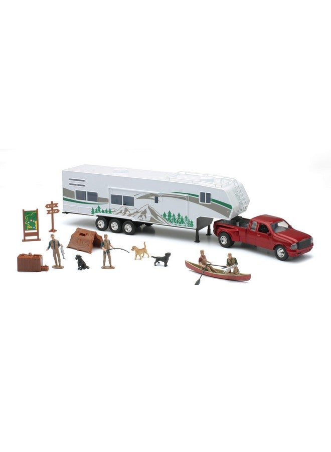 NewRay Toys Die Cast Pick Up Truck With Camper Trailer And Accessories - Image 1