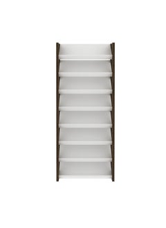 DANUBE HOME Lean 8 Tier Tall Shoe Cabinet 24 Pairs Of Shoes Modern Design Furniture Wooden Shoe Organizer For Entryway Hallway L 69x26.3x165.5 Cm White/Walnut  - Image 4