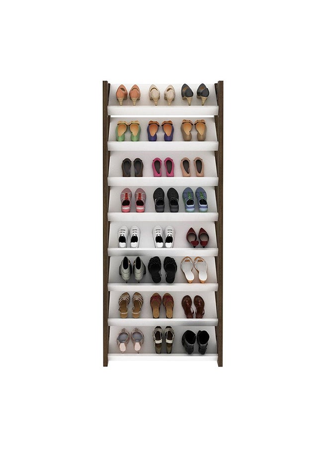 DANUBE HOME Lean 8 Tier Tall Shoe Cabinet 24 Pairs Of Shoes Modern Design Furniture Wooden Shoe Organizer For Entryway Hallway L 69x26.3x165.5 Cm White/Walnut  - Image 2