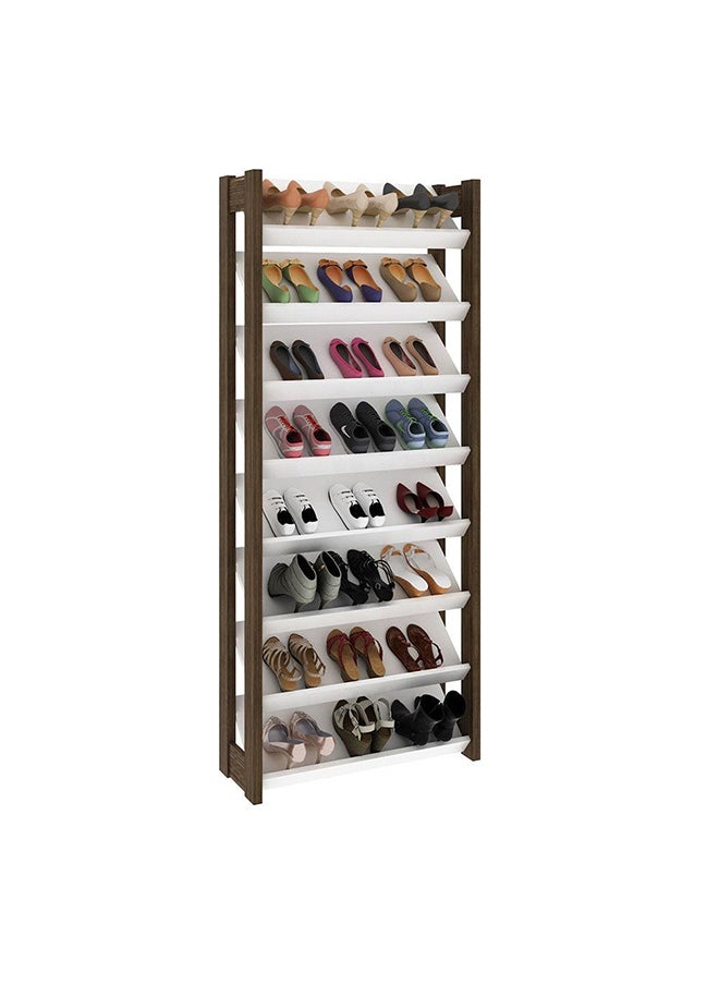DANUBE HOME Lean 8 Tier Tall Shoe Cabinet 24 Pairs Of Shoes Modern Design Furniture Wooden Shoe Organizer For Entryway Hallway L 69x26.3x165.5 Cm White/Walnut  - Image 5
