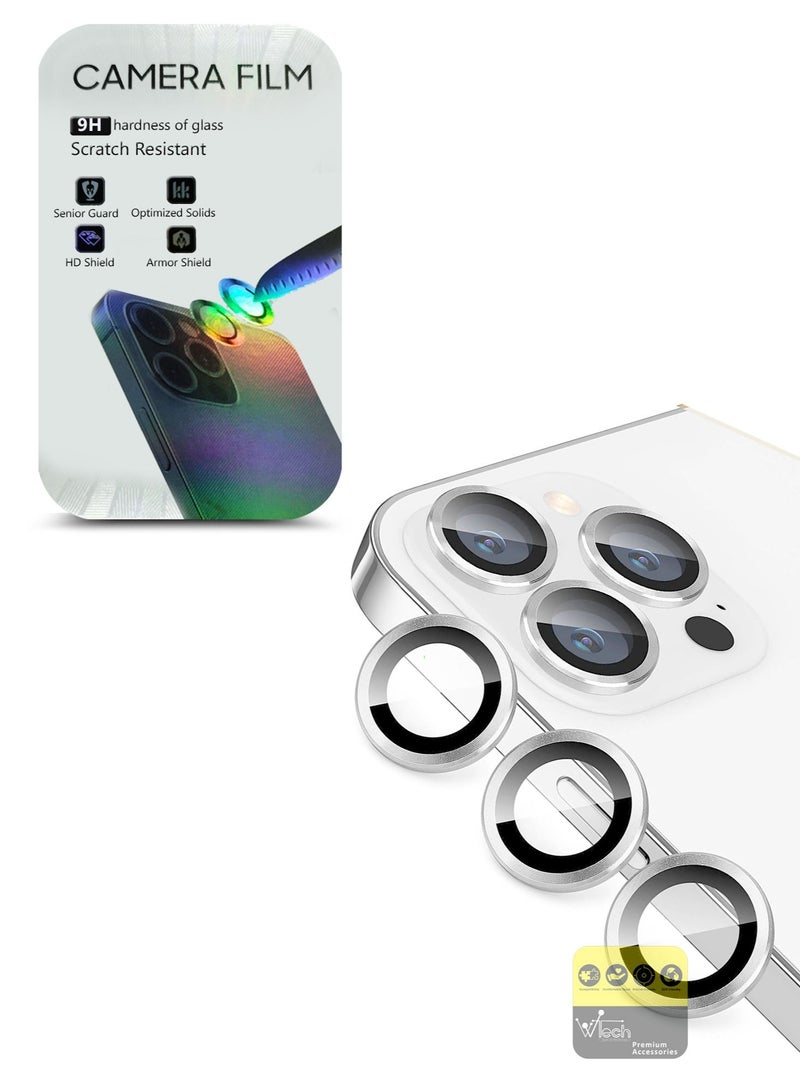 Wtech Premium Camera Lens Film Protector Shield For Apple iPhone 15 Pro Max 2023 Clear/Silver - Image 1