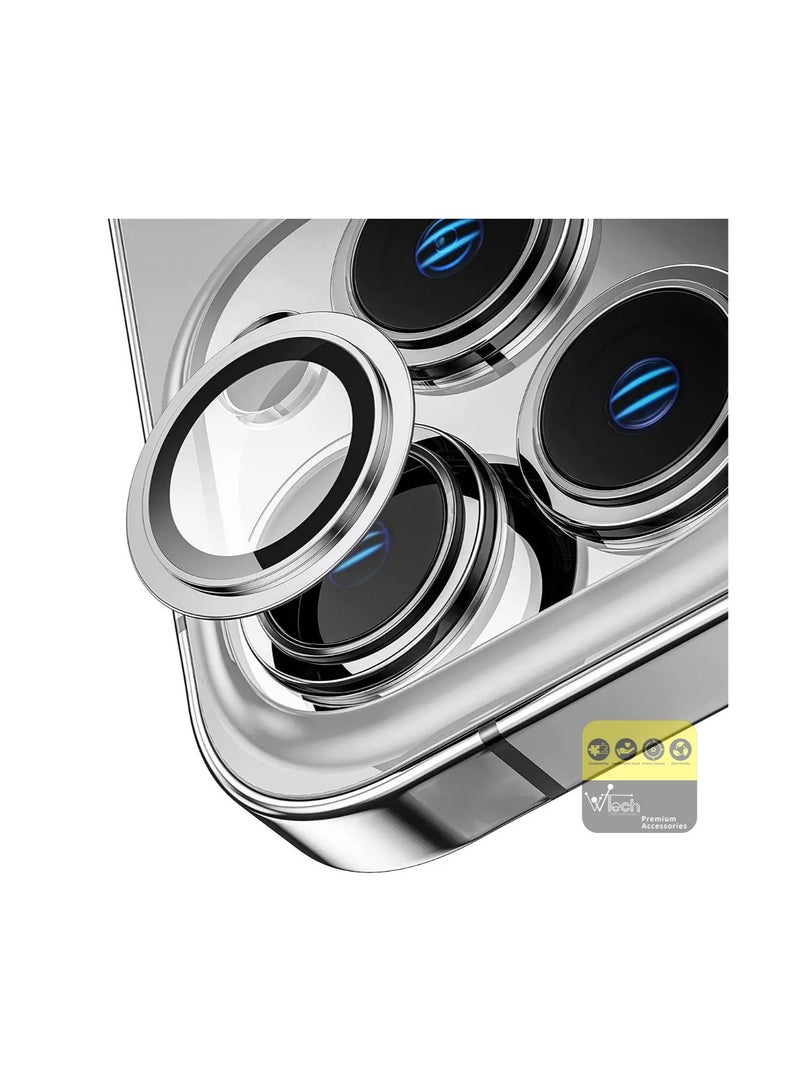 Wtech Premium Camera Lens Film Protector Shield For Apple iPhone 15 Pro Max 2023 Clear/Silver - Image 2