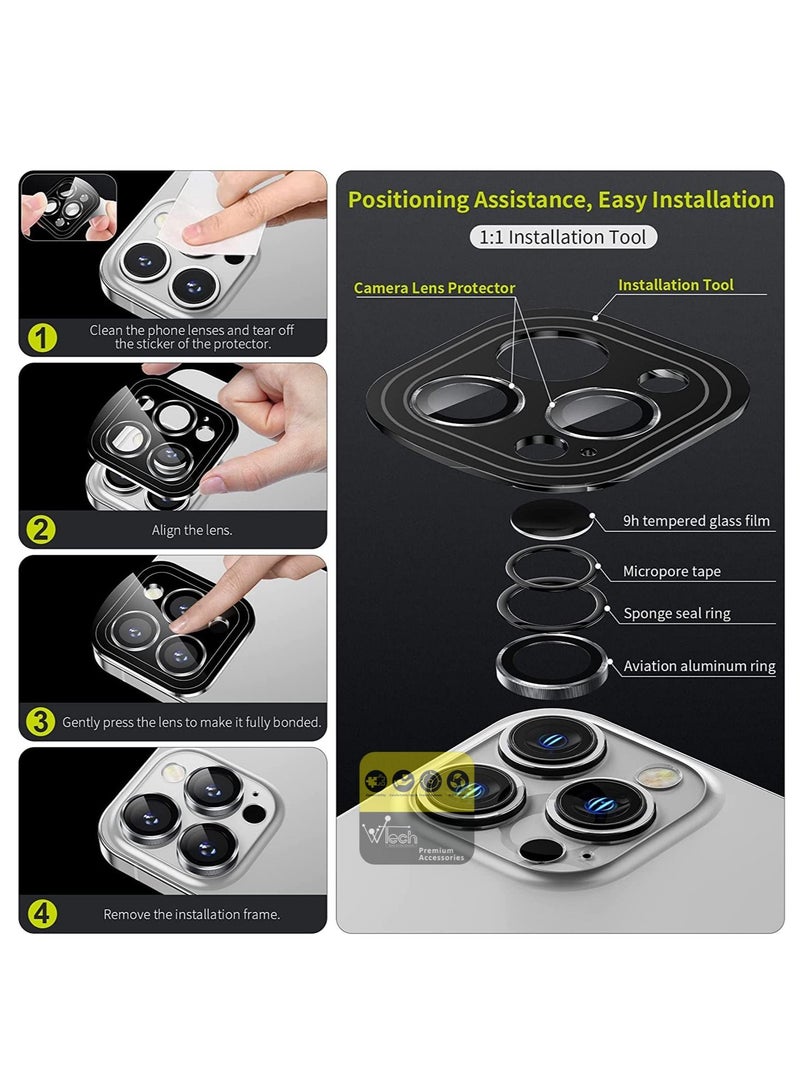 Wtech Premium Camera Lens Film Protector Shield For Apple iPhone 15 Pro Max 2023 Clear/Silver - Image 4