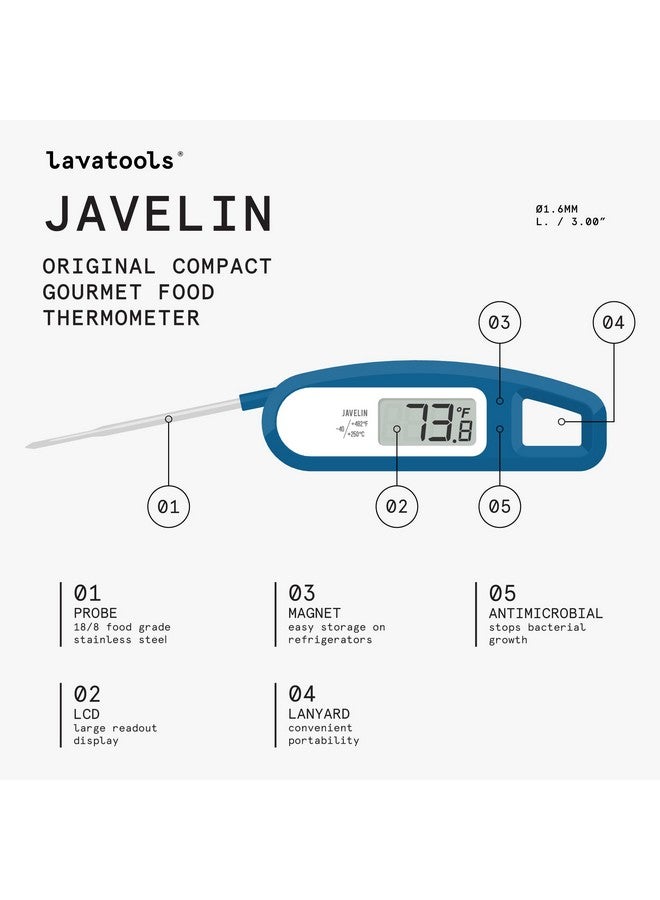 Lavatools Javelin® Ultra-Fast 2-Second Digital Instant Read Meat Thermometer for Grill and Cooking, 2.75" Probe, Compact Foldable Design, Large Display, IP65 Water Resistant, NSF Certified - Tangerine - Image 2