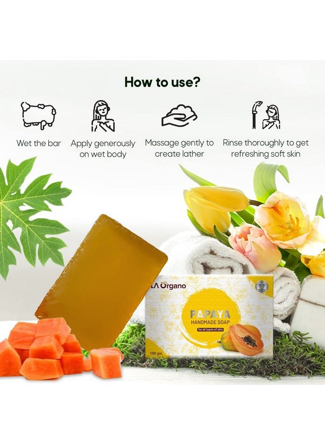 LA Organo LA Organo Papaya Handmade Natural Bath Soap (Pack of 4) 400g  - Image 4