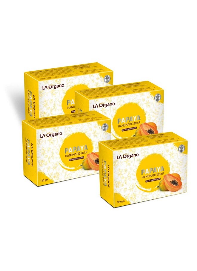 LA Organo LA Organo Papaya Handmade Natural Bath Soap (Pack of 4) 400g  - Image 1