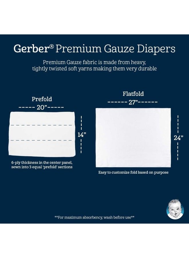 Gerber Unisex Baby Boys Girls Gauze Prefold Cloth Diapers Multipack White 5 Pack  - Image 3
