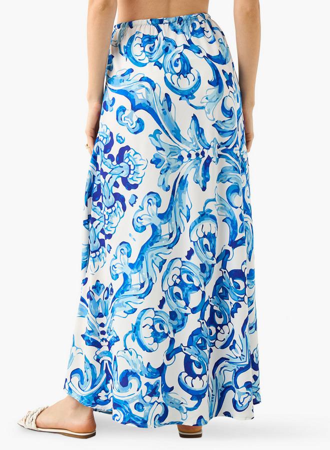 Splash FAV Printed Maxi Skirt with Tie-Up Detail - Image 3