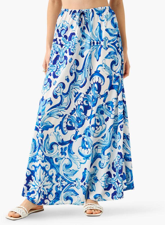 Splash FAV Printed Maxi Skirt with Tie-Up Detail - Image 1