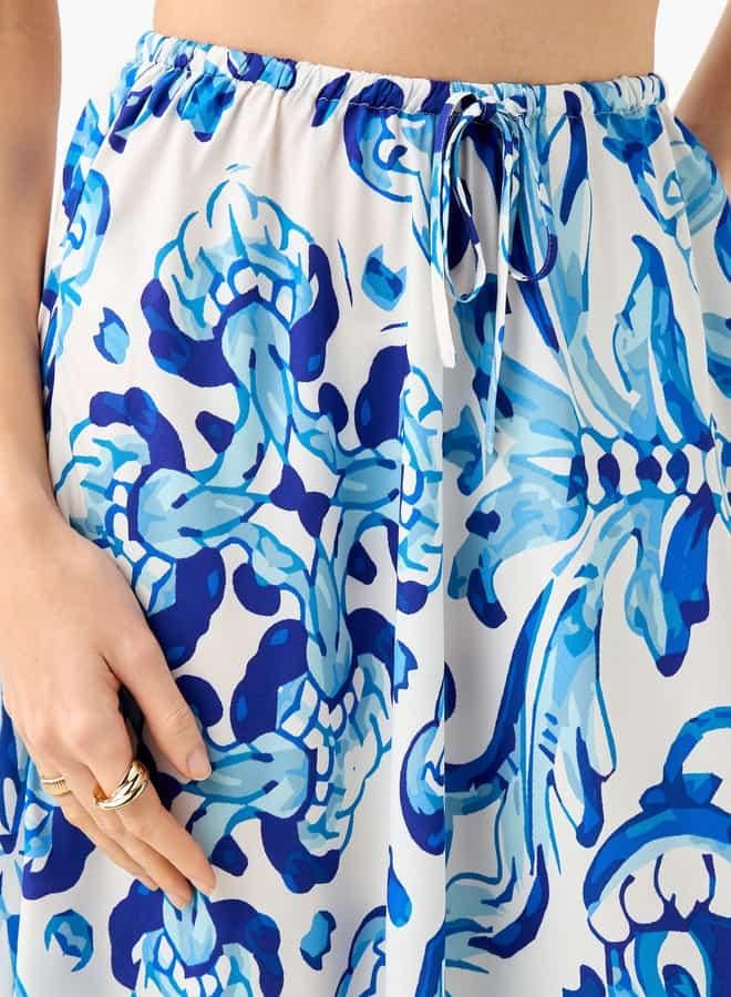 Splash FAV Printed Maxi Skirt with Tie-Up Detail - Image 4