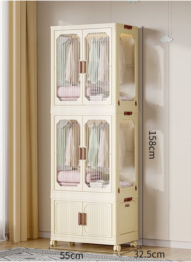NKX 2 Layers Stylish Multi-Functional Storage 2 Cabinet & 1 Wardrobe  - Image 1