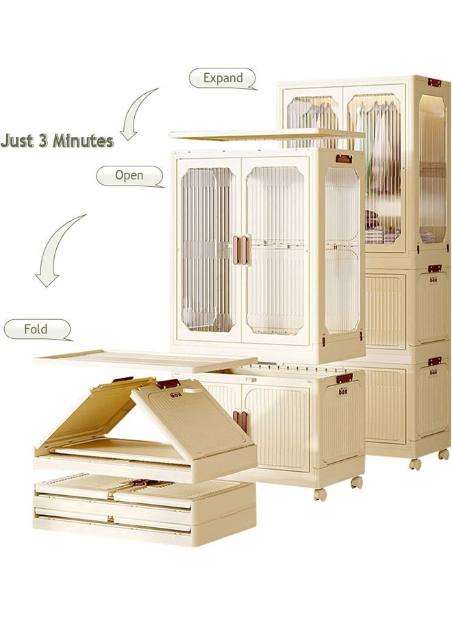 NKX 2 Layers Stylish Multi-Functional Storage 2 Cabinet & 1 Wardrobe  - Image 3