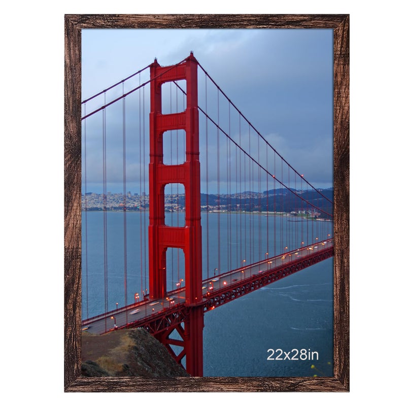 BESCRCL 22x28 Picture Frame Brown, Poster Frames Wall Hanging, Display Pictures 22 x 28 without Mat, 1 Pack - Image 1