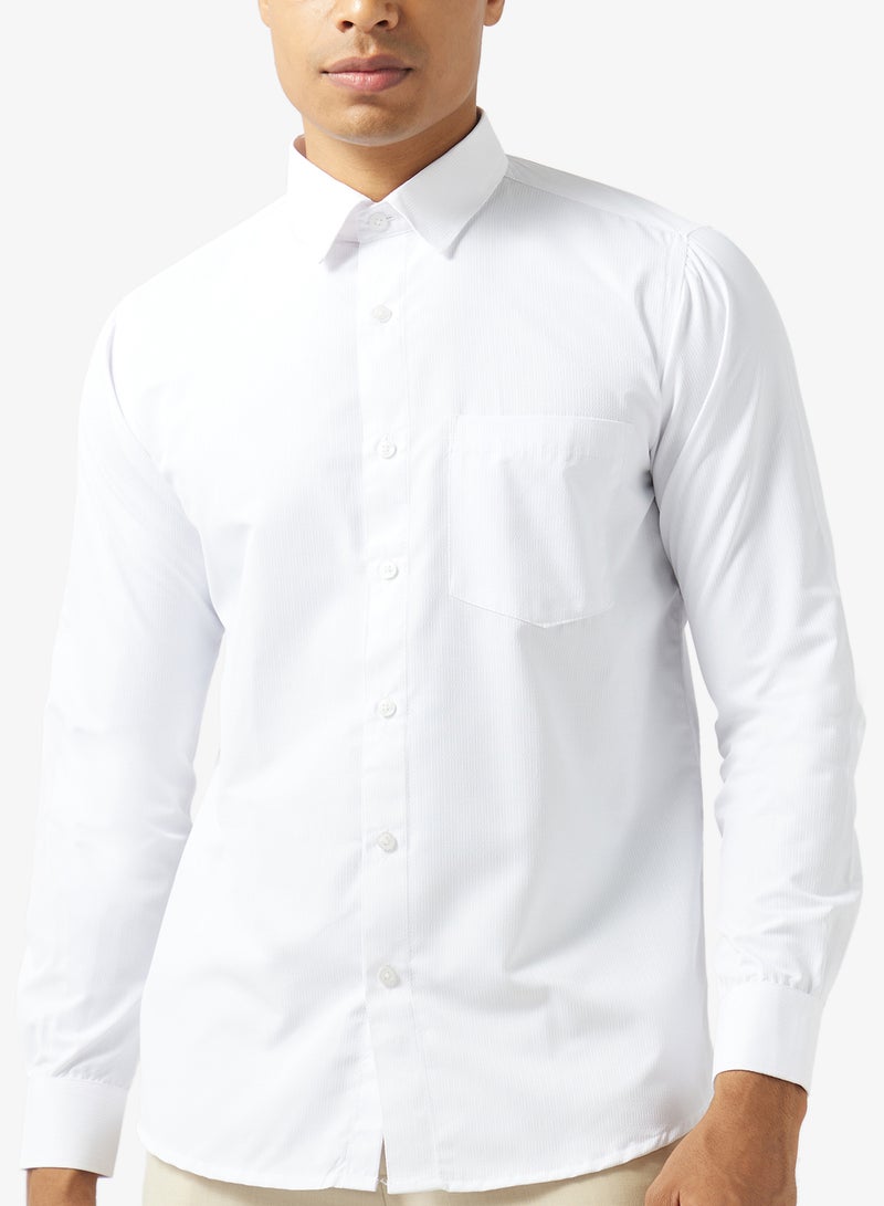 Robert Wood Mens 100% Cotton Self Weave Plain Shirt - Image 3